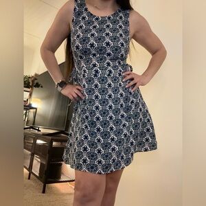 Elegant Blue Patterned Dress